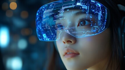 AI cyber security concept. Female IT Computer specialist analyzing artificial intelligence digital threats to consumer data & privacy breach. Software developer coding & ethical hacking in dark office