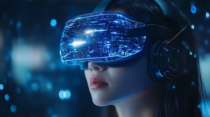 AI cyber security concept. Female IT Computer specialist analyzing artificial intelligence digital threats to consumer data & privacy breach. Software developer coding & ethical hacking in dark office