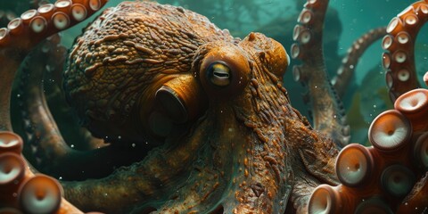 Wall Mural - Enormous Cephalopod in the Expansive Ocean