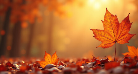 Poster - autumn leaves in the forest