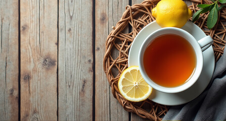 Canvas Print - cup of tea with lemon