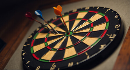 dart board with darts