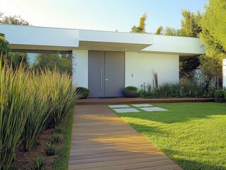 Wall Mural - Modern House with Lush Landscaping