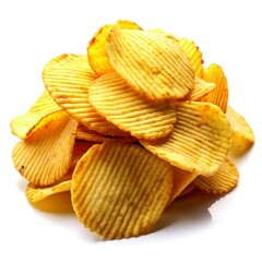 Wall Mural - Ridged potato chips isolated on white background