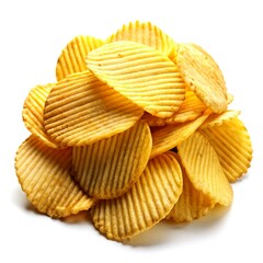 Wall Mural - Ridged potato chips isolated on white background