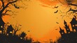 © Por - Spooky Halloween Background with Copy Space , Castle and bats