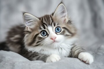 Siberian kitten blue with white 12 weeks old , ai