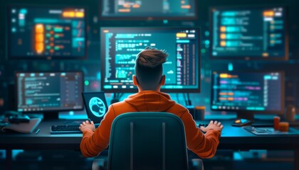 Programmer working late at night