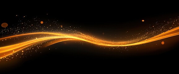 Wall Mural - a long orange glowing light line on black background