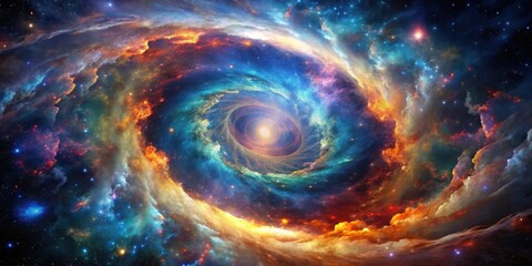 Wall Mural - stunning cosmic vortex with vibrant nebulae, stars, and abstract forms , cosmic, vortex, colorful, c