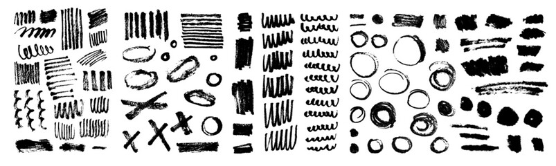 Wall Mural - chinese, japanese, korean calligraphy brush strokes, ovals, lines, crosses. rough hand-drawn black s