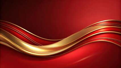 Wall Mural - Elegant red luxury background with a golden wave and subtle light effects , luxury, elegant, red, gold, dynamic, abstract