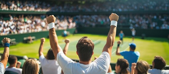 Wall Mural - Excited Tennis Fans Cheering During a Match