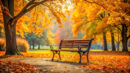 bench in a beautiful autumn park , bench, park, autumn, leaves, trees, relaxation, peaceful, tranqui
