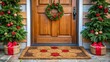 © Udomner - Decorate your front door with a beautiful holiday doormat , Christmas, winter, festive, home decor, welcome, entrance