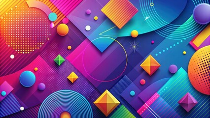 Wall Mural - Abstract background with vibrant colors and geometric shapes, geometric, vibrant, colors, abstract, background, design