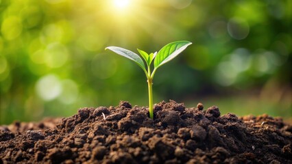 Young plant in soil, green, growing, seedling, nature, gardening, sprout, dirt, agriculture, leaf, organic, cultivation, garden, botany