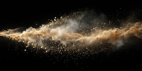 Wall Mural - Natural dust particles flowing in air on black background, dust, particles, flow, air, natural, background, black, movement