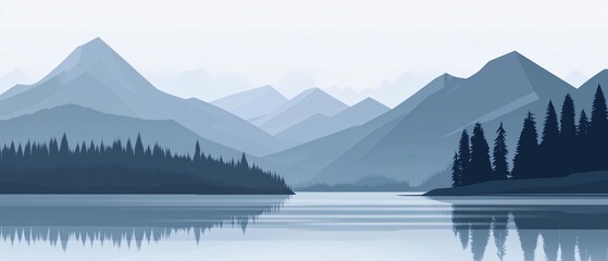 Wall Mural - mountains and lake