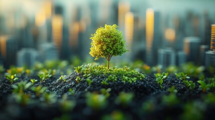 Canvas Print - Tiny Tree Growing in the City