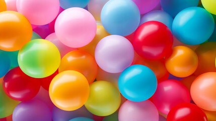 Canvas Print - Bright abstract background of jumble of rainbow colored balloons