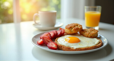 breakfast with fried eggs and bacon