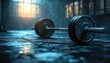 © Creative_Bringer - Heavy barbell loaded with weights on a gym floor, spotlight shining on it, ready for lifting