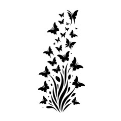 Wall Mural - Decorative design of a group of ascending butterflies isolated on a transparent background - Vector illustration