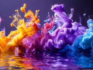 Poster - a colorful liquid in water. 