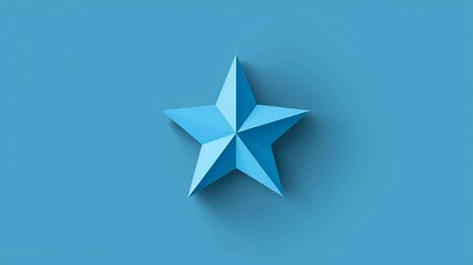 Wall Mural - A light blue star with a long shadow on a light blue background.