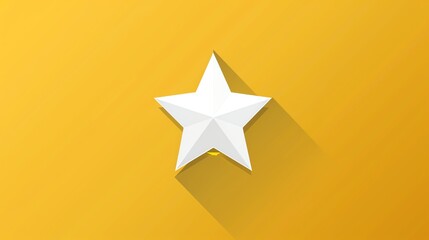 Sticker - A single white star with a long shadow on a yellow background.