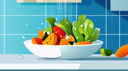 Sticker - Fresh veggies burst with color in a sleek, modern flat design, showcasing their vibrant textures and lively appeal.