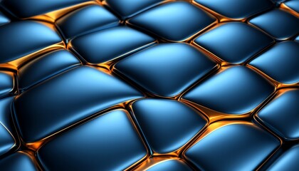 Abstract Pattern of Interlocking Blue and Gold Shapes