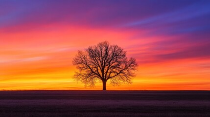 Poster - Solitary Tree at Dawn