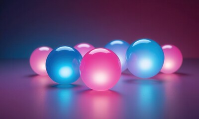 Wall Mural - an artistic representation of glowing orbs floating over a soft-focus backdrop that seamlessly blends shades of electric blue through to hot pink.