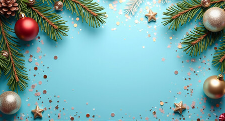 Sticker - christmas background with balls and fir branches