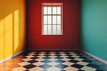 Wall Mural - The floor and walls of the room are color as the background , ai