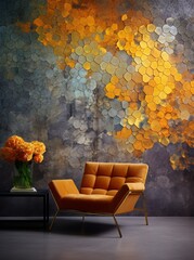 Wall Mural - Active Brushstrokes Colorful Gold and Mosaic Wall Art