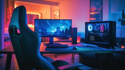 Gaming Setup with RGB Lighting