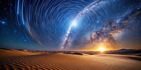 Wall Mural - Sand Starry Magic Star Trail with Bright Galaxy in the background, sand, stars, magic, star trail, bright, galaxy, night sky