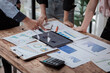 © David - Accounting company provide finance and taxation planning for profitable cash flow, Auditor and accountant team working in office, analyze financial data and accounting record with calculator.Insight