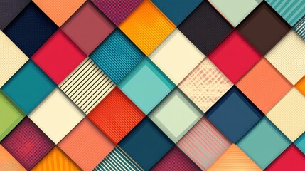 Sticker - Colorful fabric with a unique checkered pattern and tribalinspired diagonal lines. Perfect for a modern decor touch.