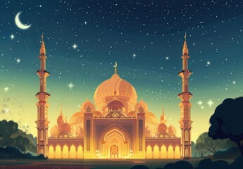 Mosque Under a Starry Sky