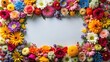 © Nasnunt - Colorful frame made of various flowers on clear background, flowers, frame, colorful, vibrant, nature, background