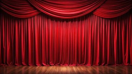 Red velvet stage curtain from the 1950s, retro, vintage, theater, drapes, entertainment, red, curtain, stage