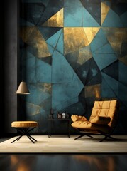 Wall Mural - Kaleidoscopic Gold Retro Charm with a Painterly Touch