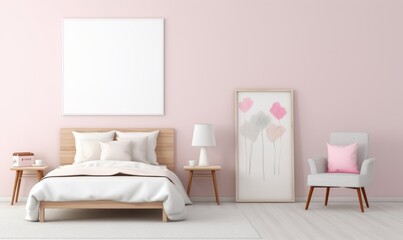 Wall Mural - Playful Serenity Childhood Arcadia in Pink and White