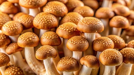 Close-up of brown shimeji mushrooms, a nutritious and flavorful ingredient for cooking, mushrooms, brown, shimeji, close-up