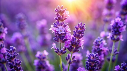 Wall Mural - Close-up of a vibrant lavender flower, lavender, flower, close-up, nature, plant, purple, fragrant, blooming, botanical, garden