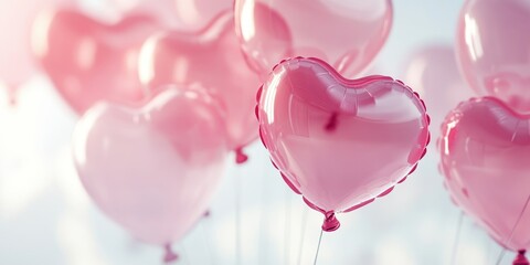 Elegant Pink Heart-Shaped Balloon on White Background: Versatile Symbol of Love for Celebrations. Perfect for Valentine's Day, Weddings, Mother's Day, and Holiday Marketing Campaigns. Minimalist Desig